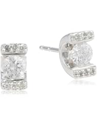 10k White Gold 1/3 Cttw Diamond Union Square Solitaire Stud Earrings