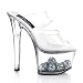 Pleaser Shoes Womens SKY-302-4, 6 3/4 Stiletto Heel Two-Band Platform Slide W/Disco Balls