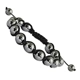10mm Grey Hematite Black Cord Shamballa Bracelet