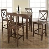 Crosley Furniture 5 Piece Pub Dining Set with Cabriole Leg and X-Back Stool ....