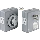 Instapark TU19 24-Hour 15 Amp Heavy-duty Plug-in Mechanical Timer with Dual 3-pin Grounded & Polarized Outlets (2-Pack)
