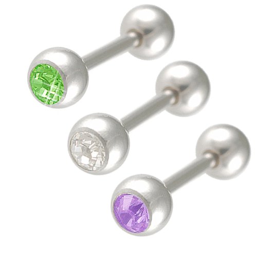 14g 14 gauge 1.6mm 9/16 14mm steel tongue bars tounge nipple barbell rings Crystals AYDG Jewelry 3pcs