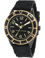 Tommy Hilfiger Womens 1781183 Sport Gold Plated Stainless Steel and black silicon strap Watch
