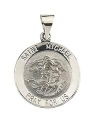 Hollow Round St. Saint Michael the Archangel Medal Pendant 14K Gold Yellow R41620