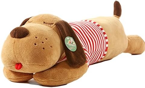 Coolchange Cartoon Lie Prone Dog Stuffed Animals Plush Toy Cute Multi Pillow 35" (Red Stripe)