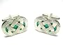 Sterling Silver & Green Celtic Irish Eternity Knot Cufflinks w/ Gift Box