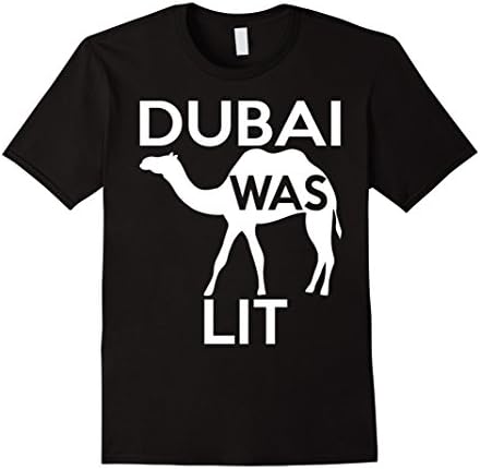 Men's Dub-ai Was Lit Ca-mel T-Shirt - White Logo Large Black