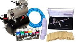 Complete Precision High Detail Control Airbrush System G44 High Detail Control Precision Dual-Action Airbrush Set with Air Hose and Quiet TC-20T Air Compressor with Tank