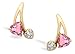 14K Yellow Gold Heart Created Pink Sapphire and Diamond Earrings