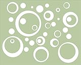 Wall Decor Plus More WDPM238 Wall Vinyl Sticker Decal Circles and Rings, White, 25-Piece