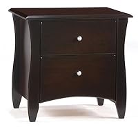 Two-Drawer Wood Nightstand w Dark Chocolate Finish