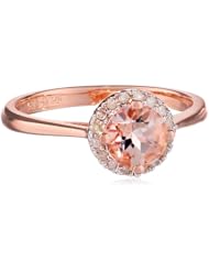 Rose-Gold Flashed Silver Diamond and Morganite Circle Ring (0.1cttw, I-J Color, I2-I3 Clarity)