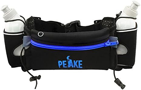 Hydration Belt with Two 10-Ounce BPA-Free Water Bottles Adjustable No Bounce Running Pack With Safety Band