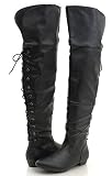 Pirate Thigh High Back Lace Biker Boots Women