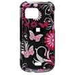 Crystal Hard Faceplate Cover Case With Black and Pink Butterfly Flower Design for Sprint Samsung M900 Moment