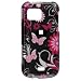 Crystal Hard Faceplate Cover Case With Black and Pink Butterfly Flower Design for Sprint Samsung M900 Moment