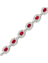 Sterling Silver Ruby Bracelet - 7 Inch