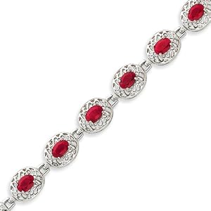 Sterling Silver Ruby Bracelet - 7 Inch by