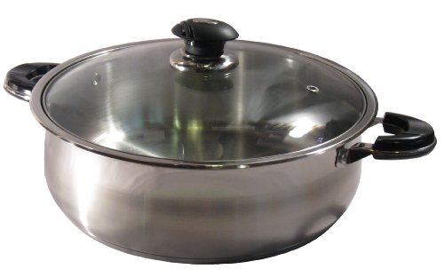 12 Qt Quart 18/10 Stainless Steel Encapsulated Base Casserole Low Pot with Glass Lid