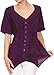 Sakkas Klaniya V Neck Button Down Embroidered Short Sleeve Light Blouse Shirt Top