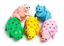 Multipet's 9-Inch Latex Polka Dot Globlet Pig Dog Toy, Assorted Colors
