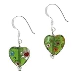 Sterling Silver .925 Murano Glass 10mm Royal Blue Bead Beaded Millefiori Dangle Earrings