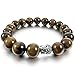 Men,Women's 12mm Alloy Bracelet Link Wrist Tiger Eye Brown Silver Buddha MalaBeads