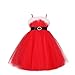 iEFiEL Girls Merry White Boa Sash Tie Christmas Tulle Dress Spaghetti Straps Xmas Costume