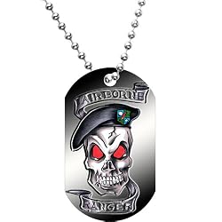 Skull Airborne Ranger Dog Tag Necklace