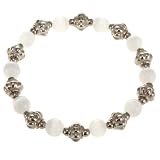 EXP Handmade Silver and White Cat's Eye Bracelet