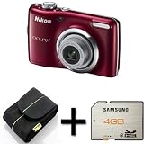 Nikon Coolpix L23 Digital Camera - Red+4gb Memory + Case (10MP, 5x Optical Zoom) 2.7-inch LCD