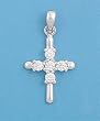 Sterling Silver Pendant - Clear Cubic Zirconia - Cross - 21mm Height