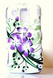White with Green Leaf and Purple Orchid Flower Samsung U960 Rogue Snap on Cell Phone Case
