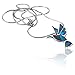 Cute Silver and Blue Green Abalone Paua Hummingbird Pendant Mood Necklace Fashion Jewelry for Women Girls
