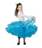 Twirling Tutu with 2 Full Layers of Ruffles and Satin Bow at the Waist, in Blue, Size Large