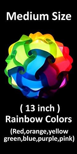 Puzzle Lights - Puzzle Lamp Shade - Modern Pendant Jigsaw Lighting (Rainbow Colors,Medium,13 inch)