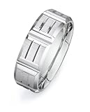 14ct White Gold Custom Made 7.5 mm Comfort Fit Flat Wedding Band, w/ Raised Square Pattern
