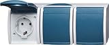 Busch-Jaeger 2300/3EW-53 SCHUKO Steckdose 3fach grau  /  blaugruen 2300 / 3 EW-53