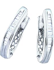 0.50CTW BAGGUETTE DIAMOND LADIES FASHION HOPPS EARRINGS