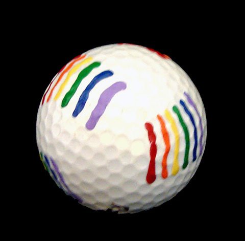 GOLF BALL - HAND PAINTED - DESIGN: PRIDE RAINBOW