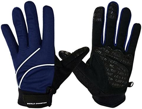 Fashion Line Pattern Outdoor Sports Gloves Bike Bicycle Cycling Riding Full Finger Gloves Spring Summer Style for men Deep BLUE
