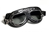 Motorradbrille Classic, schwarz mit Smoke-getönten Gläsern