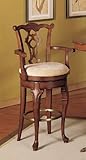 30"H Solid Birch Swivel Arm Barstool with Foot Rail in Deep Cherry Finish