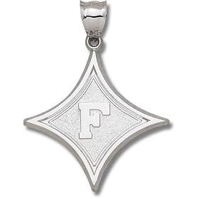 Click here to buy Furman Paladins Giant 1 3 4 W x 1 3 4 H Diamond with F Pendant - Sterling Silver Jewelry by Logo Art.