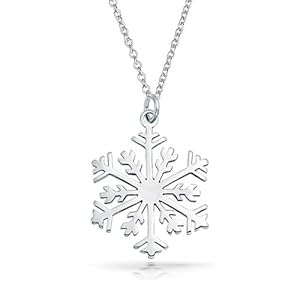 Bling Jewelry Classic 925 Sterling Silver Snowflake Pendant Charm 18in Chain