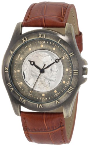 August Steiner Mens CN002G-AS Round Buffalo Nickel Collectors Gold Coin Watch