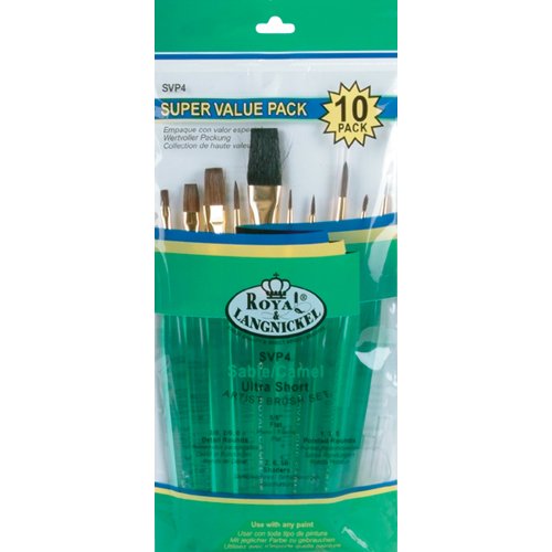 Royal Langnickel Ultra Short Sable/Camel Brush Set Super Value Pack