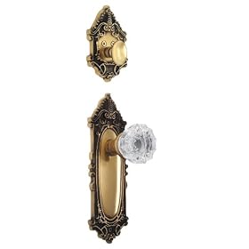 Nostalgic Warehouse BN72-VICCRY-AB Victorian Interior Handleset with Crystal Knob, Antique... by Nostalgic Warehouse