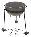 Bayou Classic CI-7410, 10-Gal. Cast Iron Jambalaya Pot, Tripod Stand, and 2 Lift Hooks