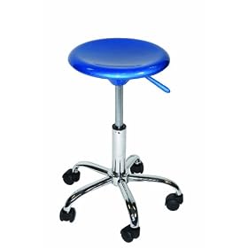 Martin Colorful Artisan Caster Base Stool in Bright Blue by Martin